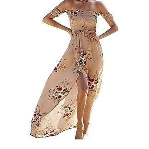 Summer Bare shoulder beach maxi dress